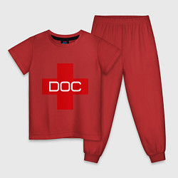 Пижама хлопковая детская Доктор, цвет: красный