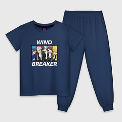 Пижама хлопковая детская Wind Breaker, цвет: тёмно-синий