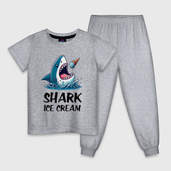 Пижама хлопковая детская Shark ice cream - ai art, цвет: меланж