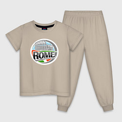 Пижама хлопковая детская Рим - Италия, цвет: миндальный