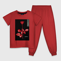Пижама хлопковая детская Depeche mode rose, цвет: красный