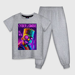 Пижама хлопковая детская Bart Simpson cyber zombie - halloween ai art, цвет: меланж