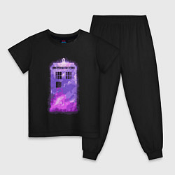 Пижама хлопковая детская Violet tardis, цвет: черный