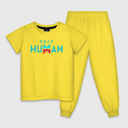 Пижама хлопковая детская Once human logo, цвет: желтый