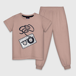 Пижама хлопковая детская Аудиокассета, цвет: пыльно-розовый