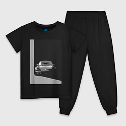 Пижама хлопковая детская Porsche 911 легендарный автомобиль, цвет: черный