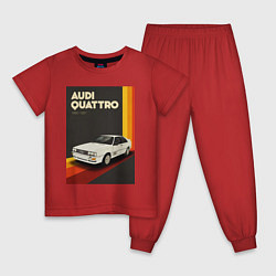 Пижама хлопковая детская Audi Quattro автомобиль, цвет: красный