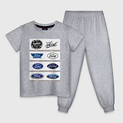 Пижама хлопковая детская Ford логотип, цвет: меланж