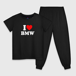 Пижама хлопковая детская I love my BMW, цвет: черный