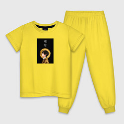 Пижама хлопковая детская Техен луна, цвет: желтый