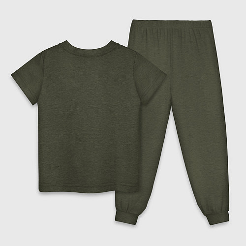 Детская пижама Голубой попугай Ара среди цветов / Меланж-хаки – фото 2