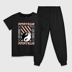 Пижама хлопковая детская Amateur Streetwear, цвет: черный