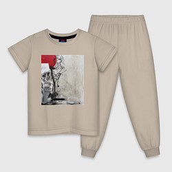 Пижама хлопковая детская Abstract Red, цвет: миндальный