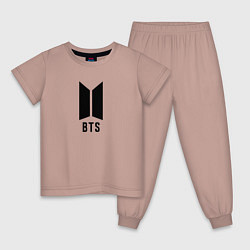 Пижама хлопковая детская BTS знак, цвет: пыльно-розовый