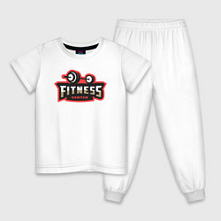 Пижама хлопковая детская Sport fitness center, цвет: белый