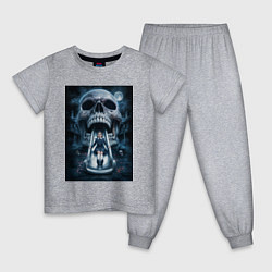 Пижама хлопковая детская Череп-горка, цвет: меланж