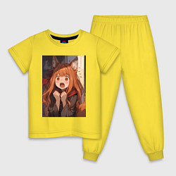 Пижама хлопковая детская Волчица и пряности Холо удивление, цвет: желтый