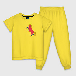 Пижама хлопковая детская Конь красный, цвет: желтый