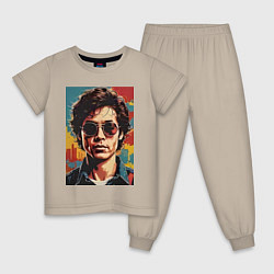 Пижама хлопковая детская Ретро портрет, цвет: миндальный