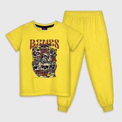 Пижама хлопковая детская Привлекательные кости, цвет: желтый
