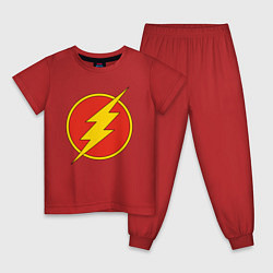 Пижама хлопковая детская Flash logo, цвет: красный