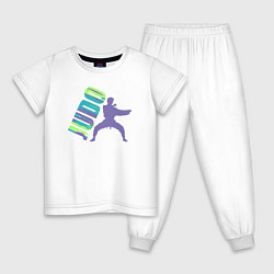 Пижама хлопковая детская Judo fight, цвет: белый
