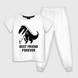 Пижама хлопковая детская Godzilla best friend, цвет: белый