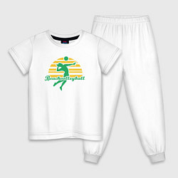 Пижама хлопковая детская Beach volley, цвет: белый