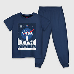 Пижама хлопковая детская NASA открытия, цвет: тёмно-синий