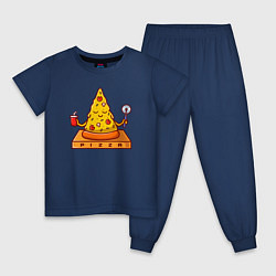Пижама хлопковая детская Pizza yoga, цвет: тёмно-синий