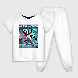 Пижама хлопковая детская Rick and Venom - ai art fantasy, цвет: белый