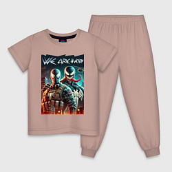 Пижама хлопковая детская We are Venom - meme, цвет: пыльно-розовый