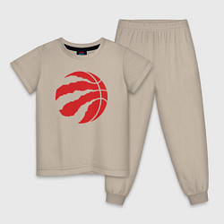 Пижама хлопковая детская Raptors ball, цвет: миндальный