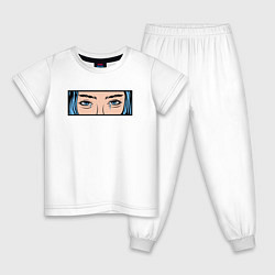 Пижама хлопковая детская Грустные глаза, цвет: белый