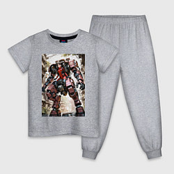 Пижама хлопковая детская Девушка управляет огромным мехом, цвет: меланж