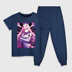 Пижама хлопковая детская Zero two Darling in the Franxx - ai art, цвет: тёмно-синий