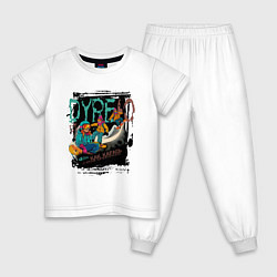Пижама хлопковая детская Дурею от сноуборда, как карась от прикормки, цвет: белый