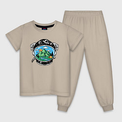 Пижама хлопковая детская Space camp, цвет: миндальный
