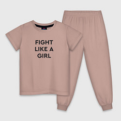 Пижама хлопковая детская Fight like a girl, цвет: пыльно-розовый