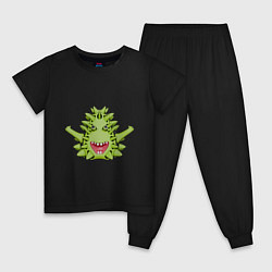 Детская пижама Cartoon monster with spikes green