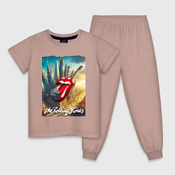 Пижама хлопковая детская Rolling Stones - logo-guitar, цвет: пыльно-розовый