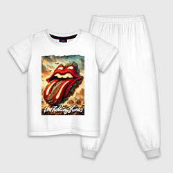 Пижама хлопковая детская Rolling Stones - logo transformation, цвет: белый
