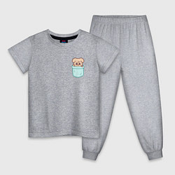 Пижама хлопковая детская PuppyM in pocket, цвет: меланж