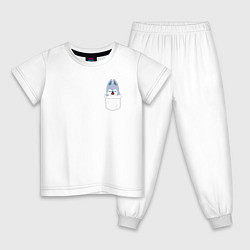Пижама хлопковая детская Wolf Chan in pocket, цвет: белый