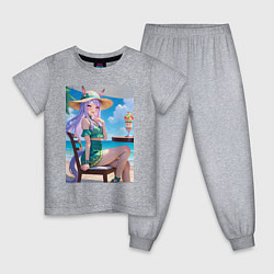 Пижама хлопковая детская Девушка-пони кушает мороженое, цвет: меланж