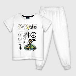 Пижама хлопковая детская Che Guevara граффити, цвет: белый