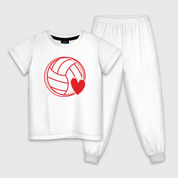 Пижама хлопковая детская Volley love, цвет: белый