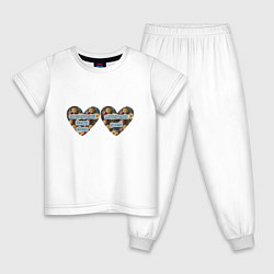 Пижама хлопковая детская Сердечное признание, цвет: белый