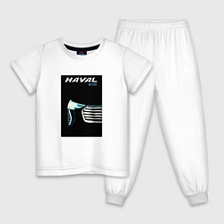 Пижама хлопковая детская Haval sport фара и бампер, цвет: белый