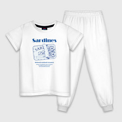 Пижама хлопковая детская Seafood sardines, цвет: белый